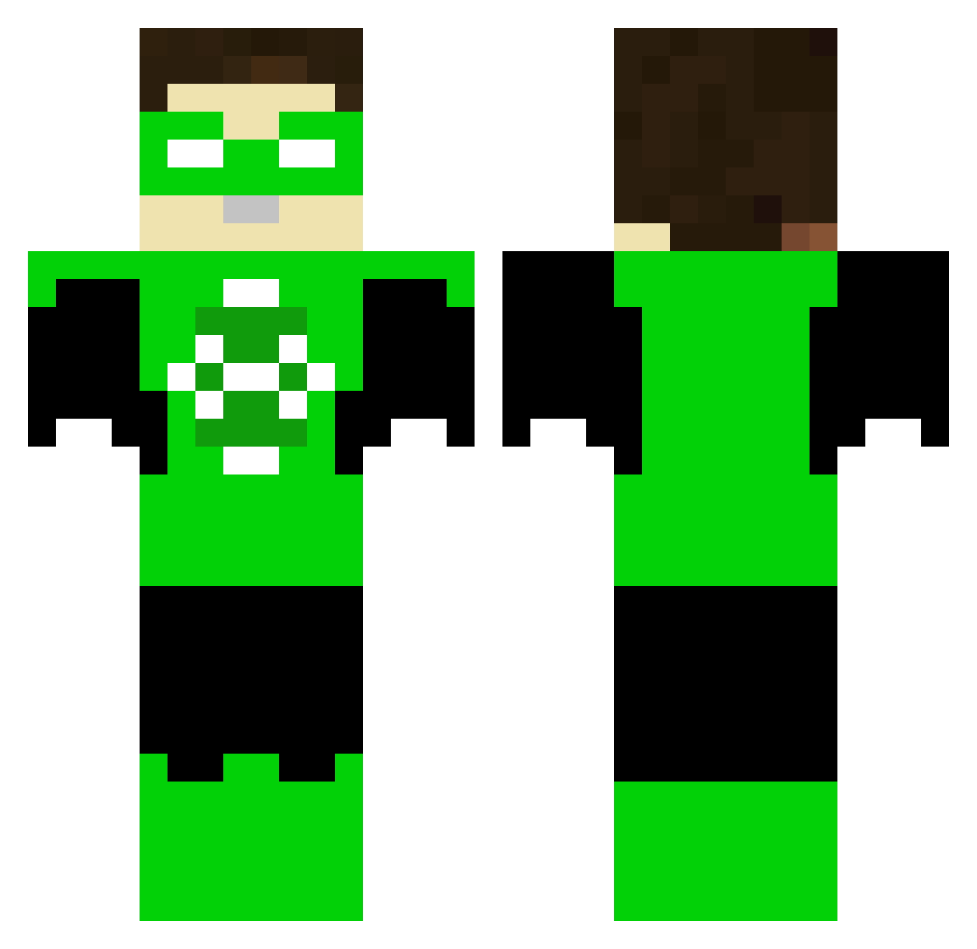 yodeled Minecraft skin, front and back view