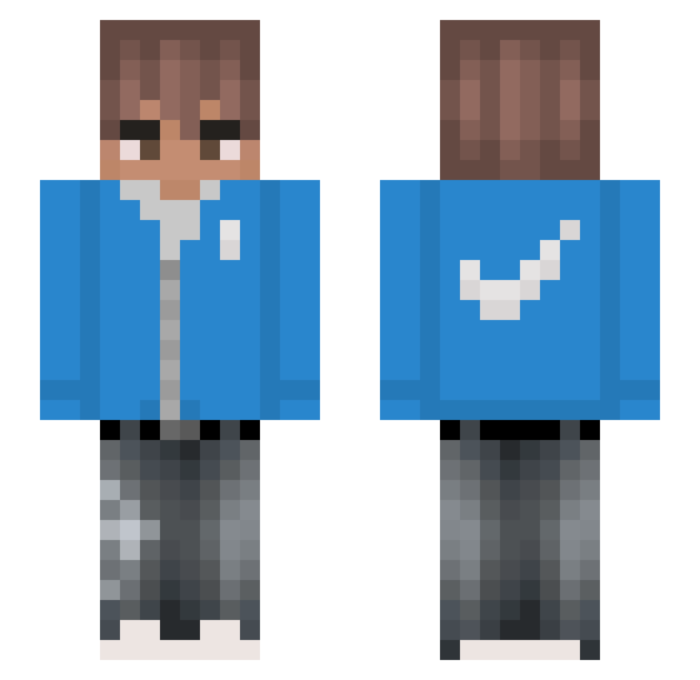 McTumby Minecraft skin, front and back view