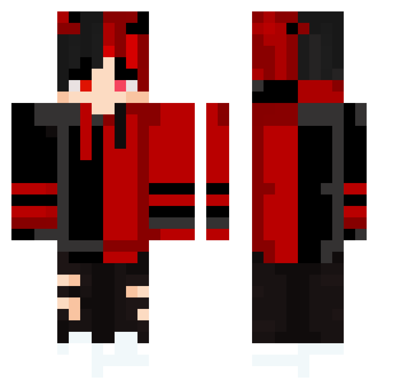 WindowsX Minecraft skin, front and back view