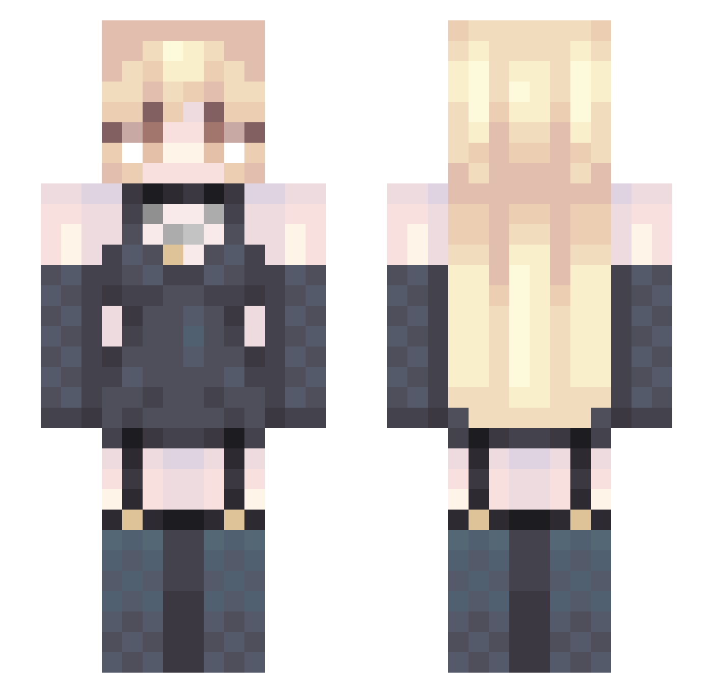 crocadocs Minecraft skin, front and back view