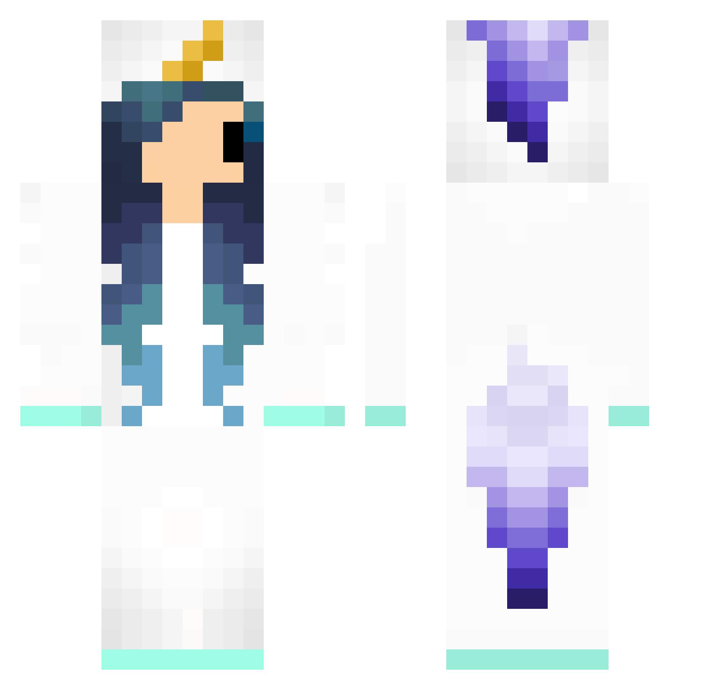 Toeless Minecraft skin, front and back view