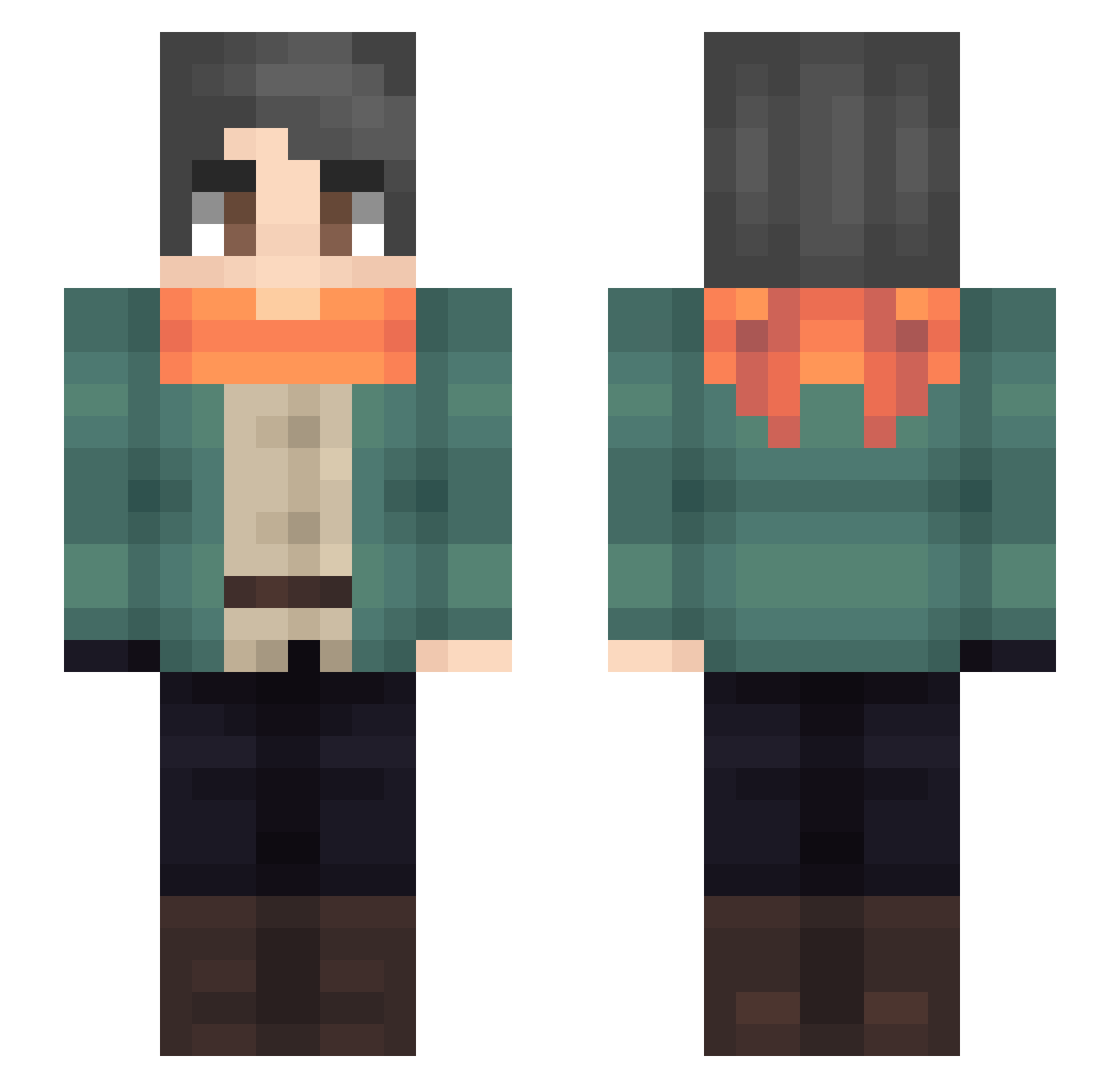 qSheepie Minecraft skin, front and back view