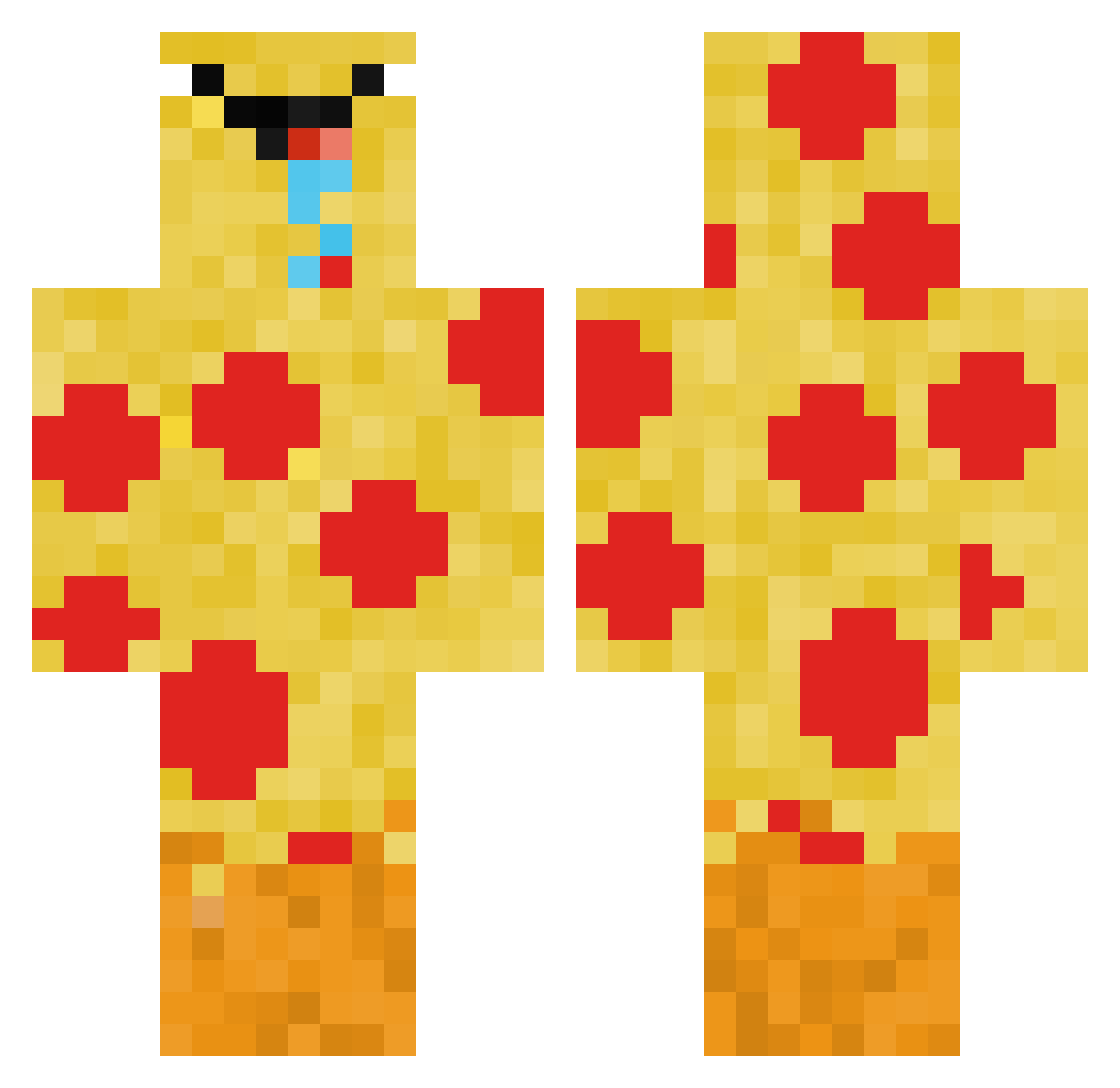 GameSensePizza Minecraft skin, front and back view