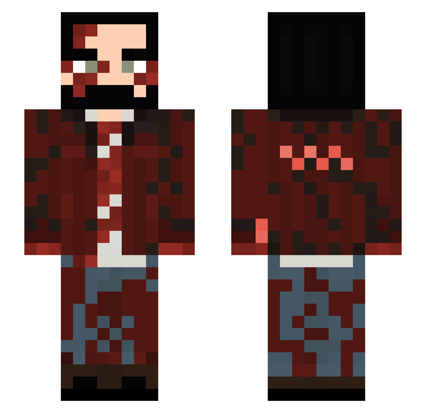 Kretchh Minecraft skin, front and back view
