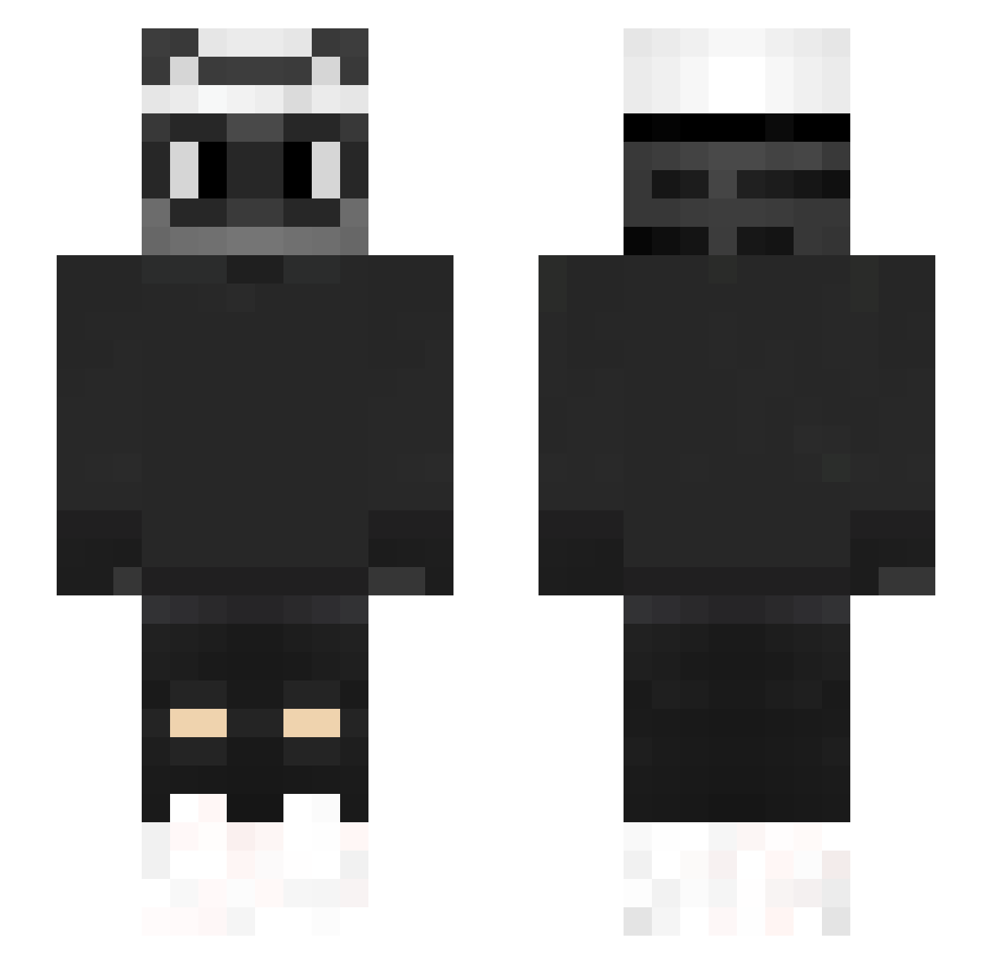 kozax Minecraft skin, front and back view