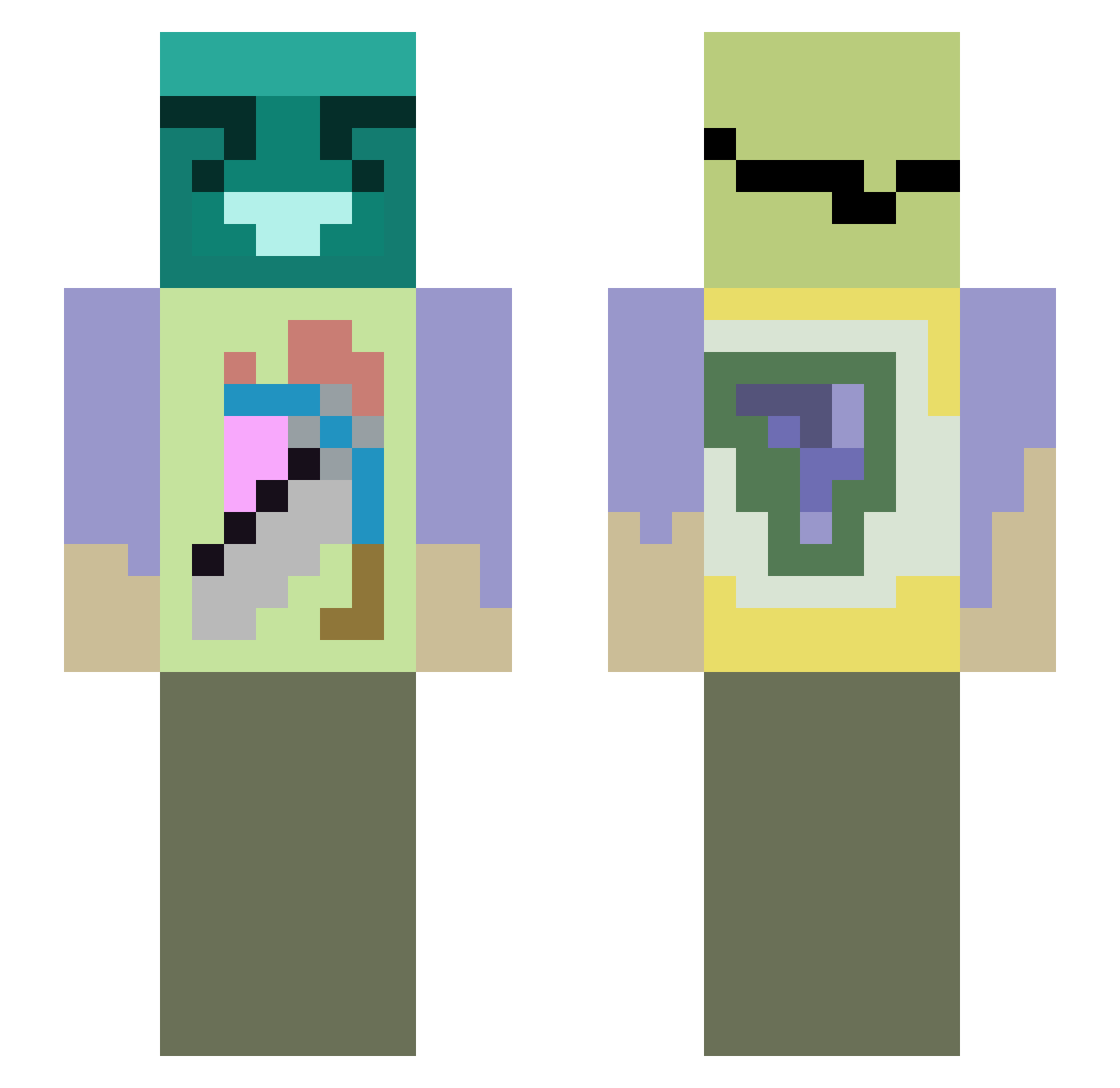 Rnaegal Minecraft skin, front and back view