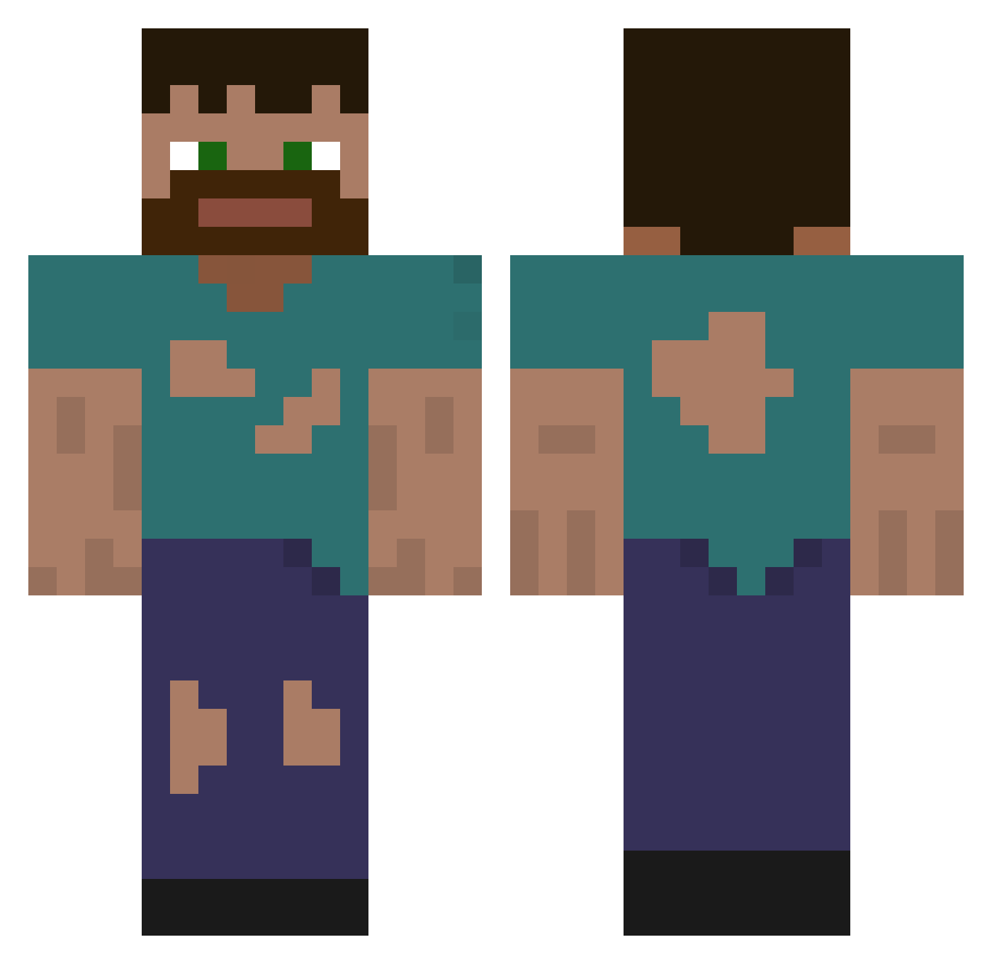 Willierama Minecraft skin, front and back view