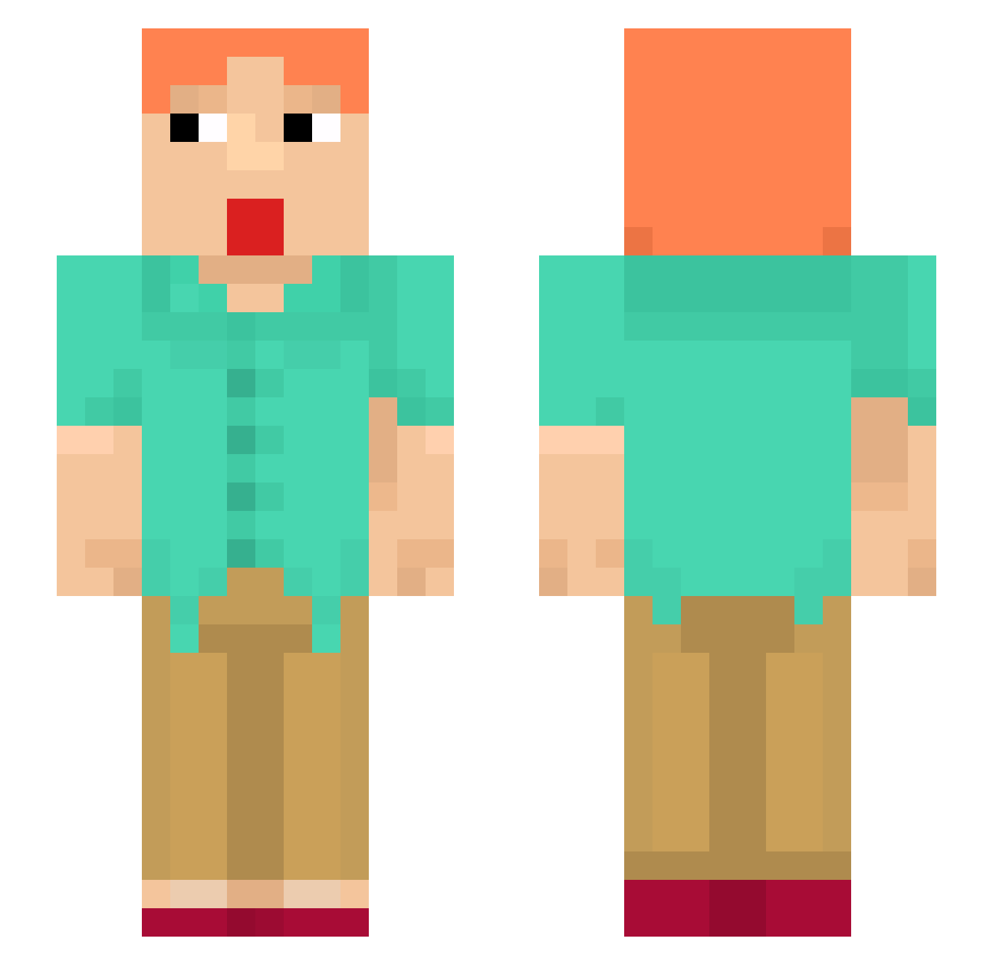 almvnd Minecraft skin, front and back view