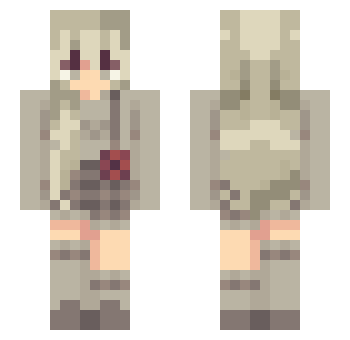 swallowcobbler Minecraft skin, front and back view