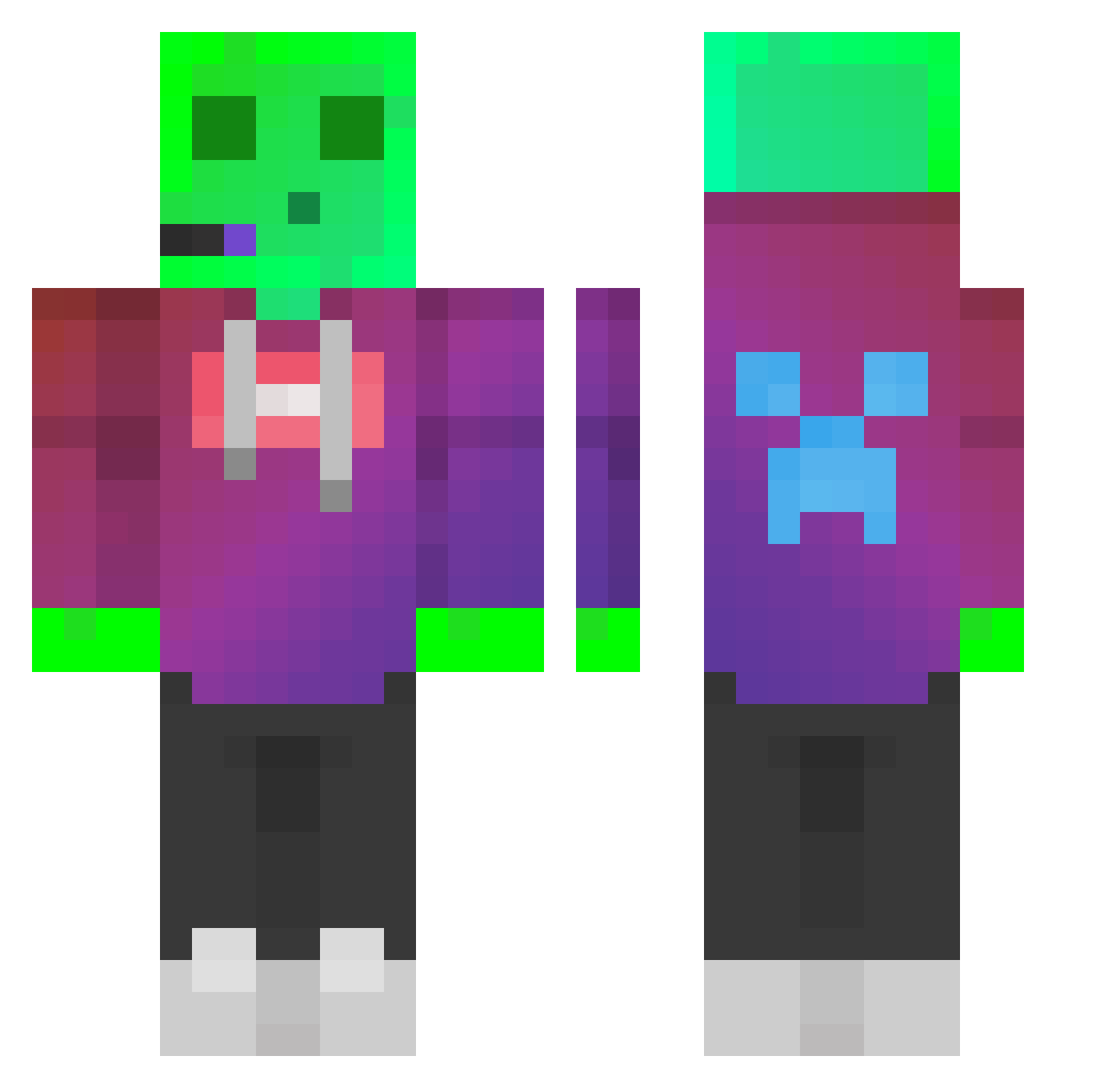 Michi1512 Minecraft skin, front and back view