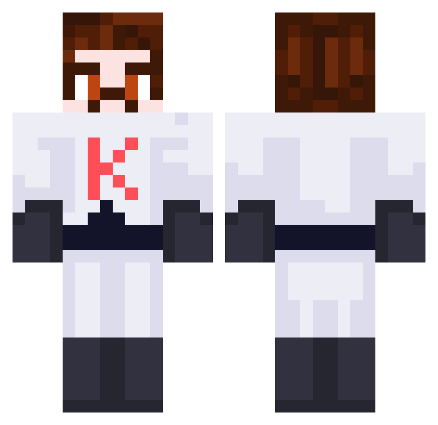PierreQF Minecraft skin, front and back view