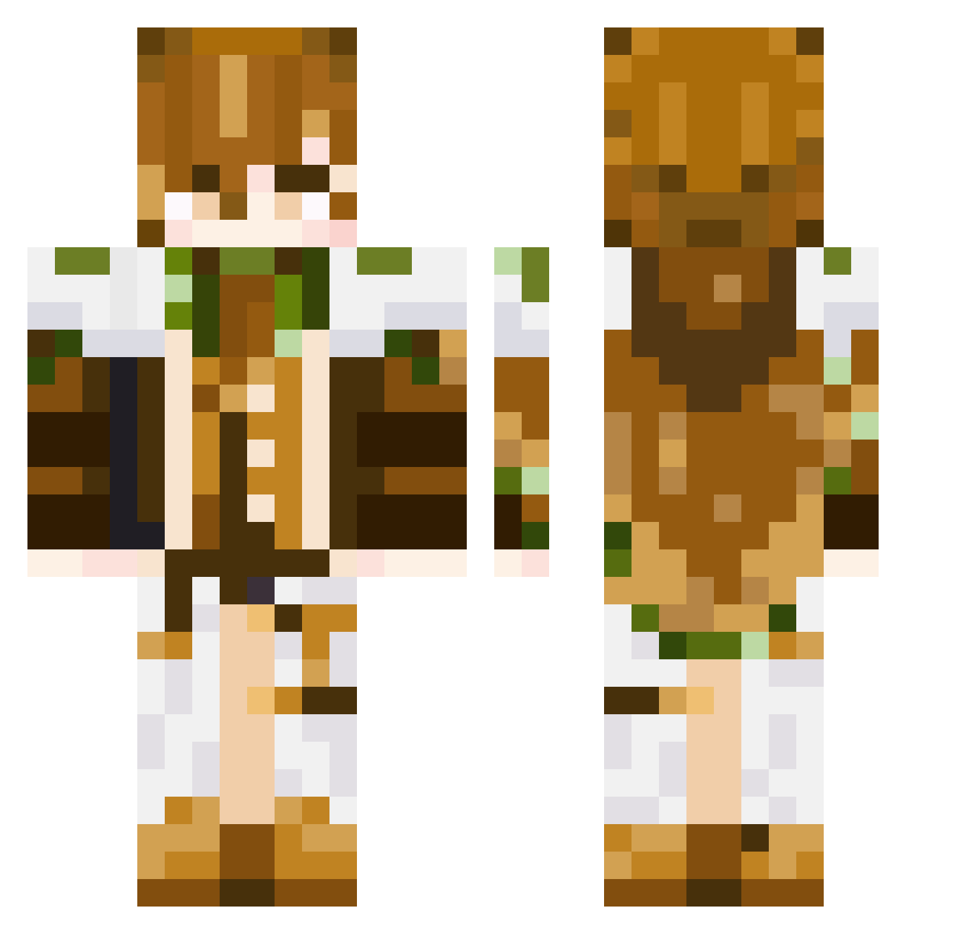 RoyalDew Minecraft skin, front and back view