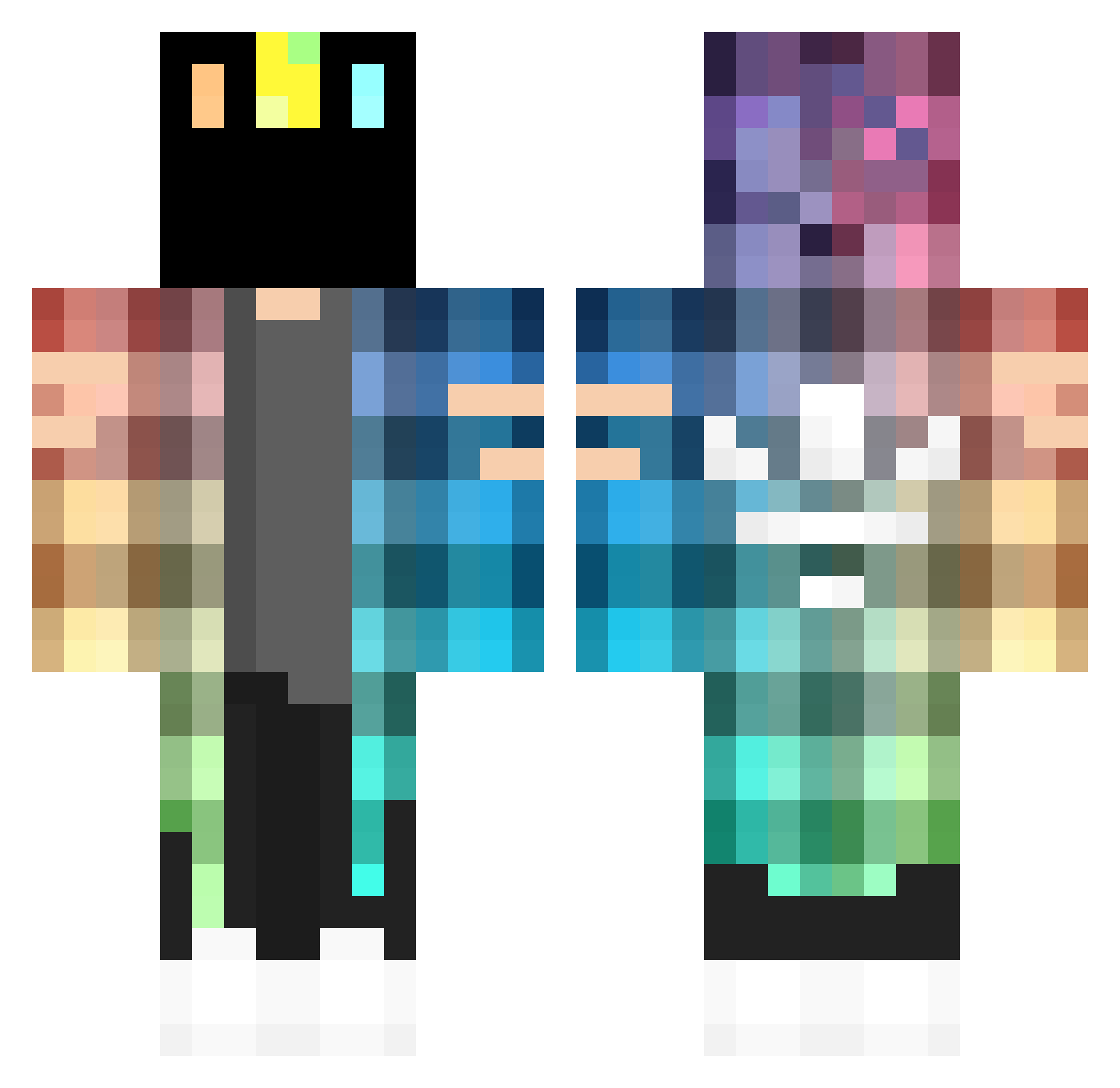 TAxKA Minecraft skin, front and back view