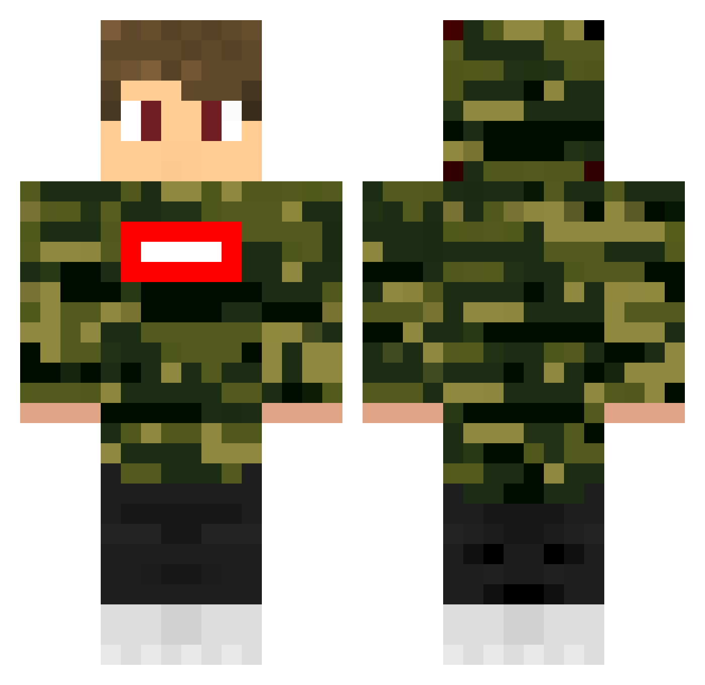 WecantAim Minecraft skin, front and back view