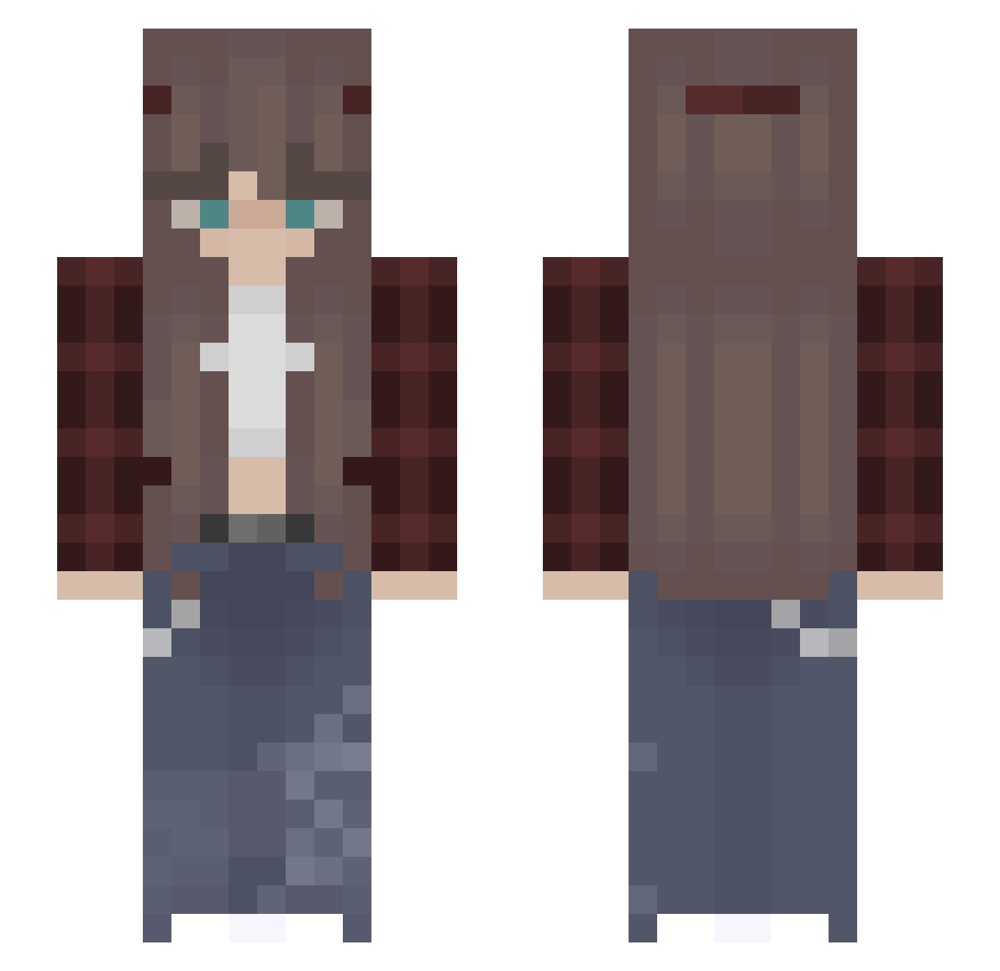Slinkydinkie278 Minecraft skin, front and back view