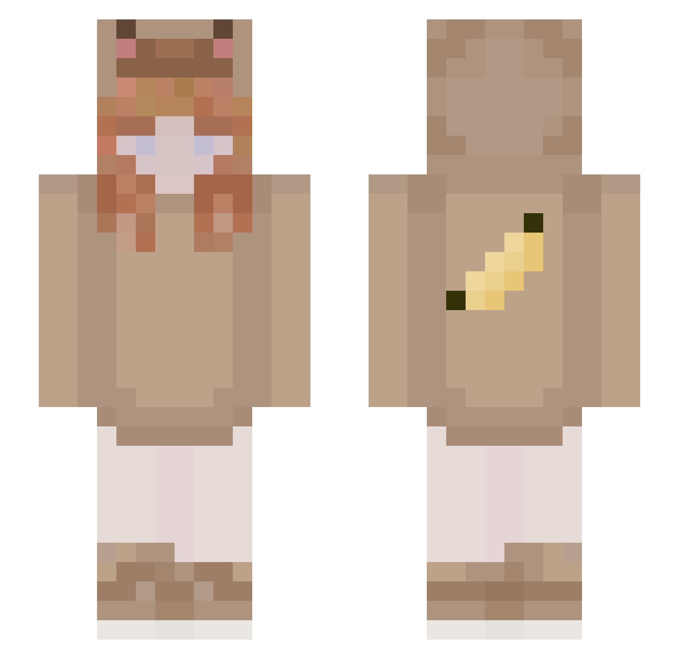 PlanerTraveler Minecraft skin, front and back view