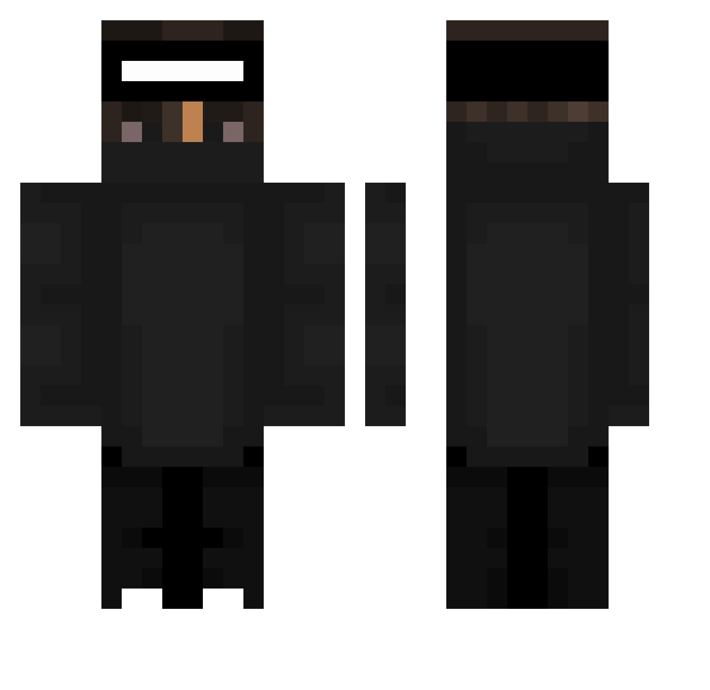 sadnights Minecraft skin, front and back view