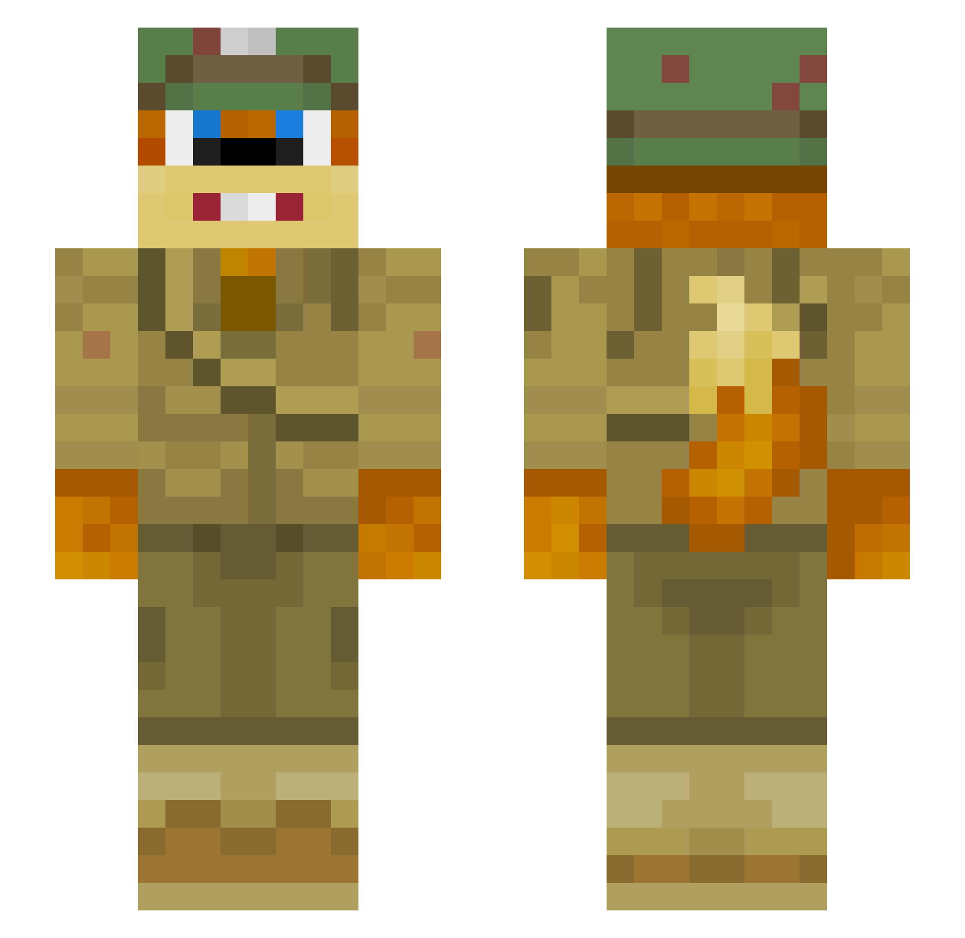 pizzamanthehero Minecraft skin, front and back view