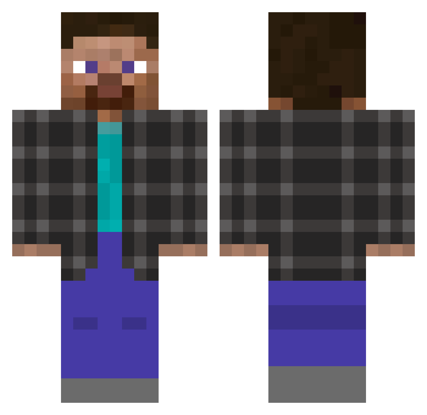 Rousch Minecraft skin, front and back view