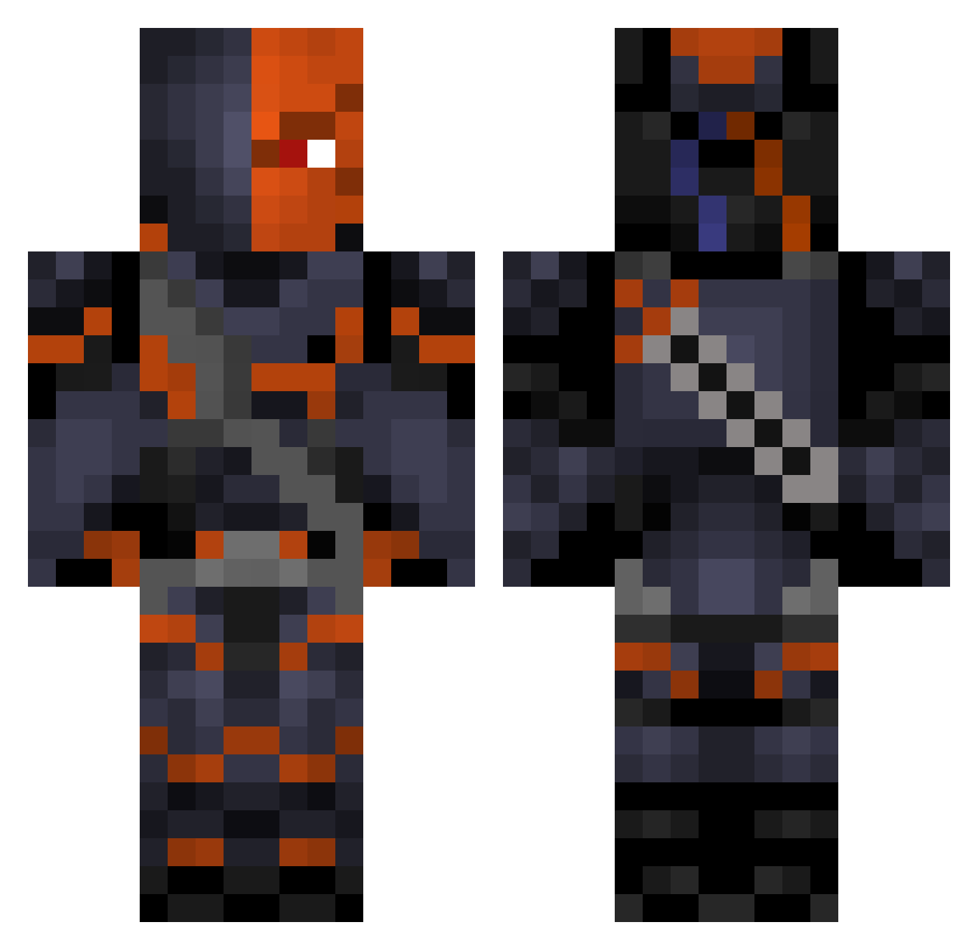 HybridWarHawk Minecraft skin, front and back view