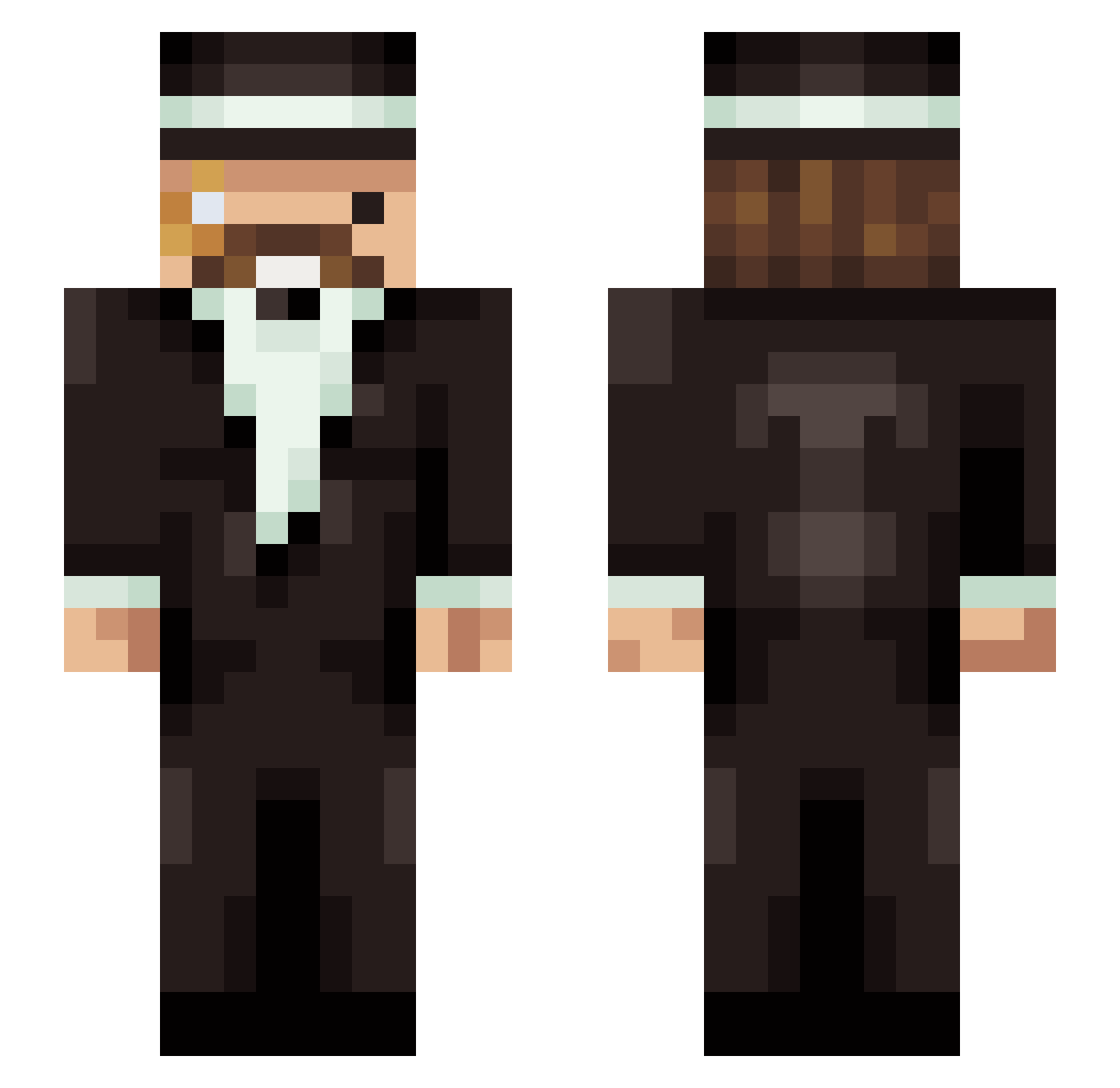 Kiosk Minecraft skin, front and back view
