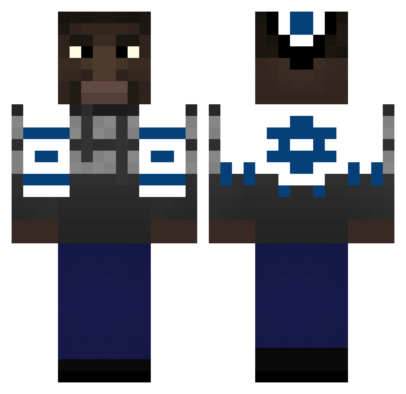 Simble257 Minecraft skin, front and back view