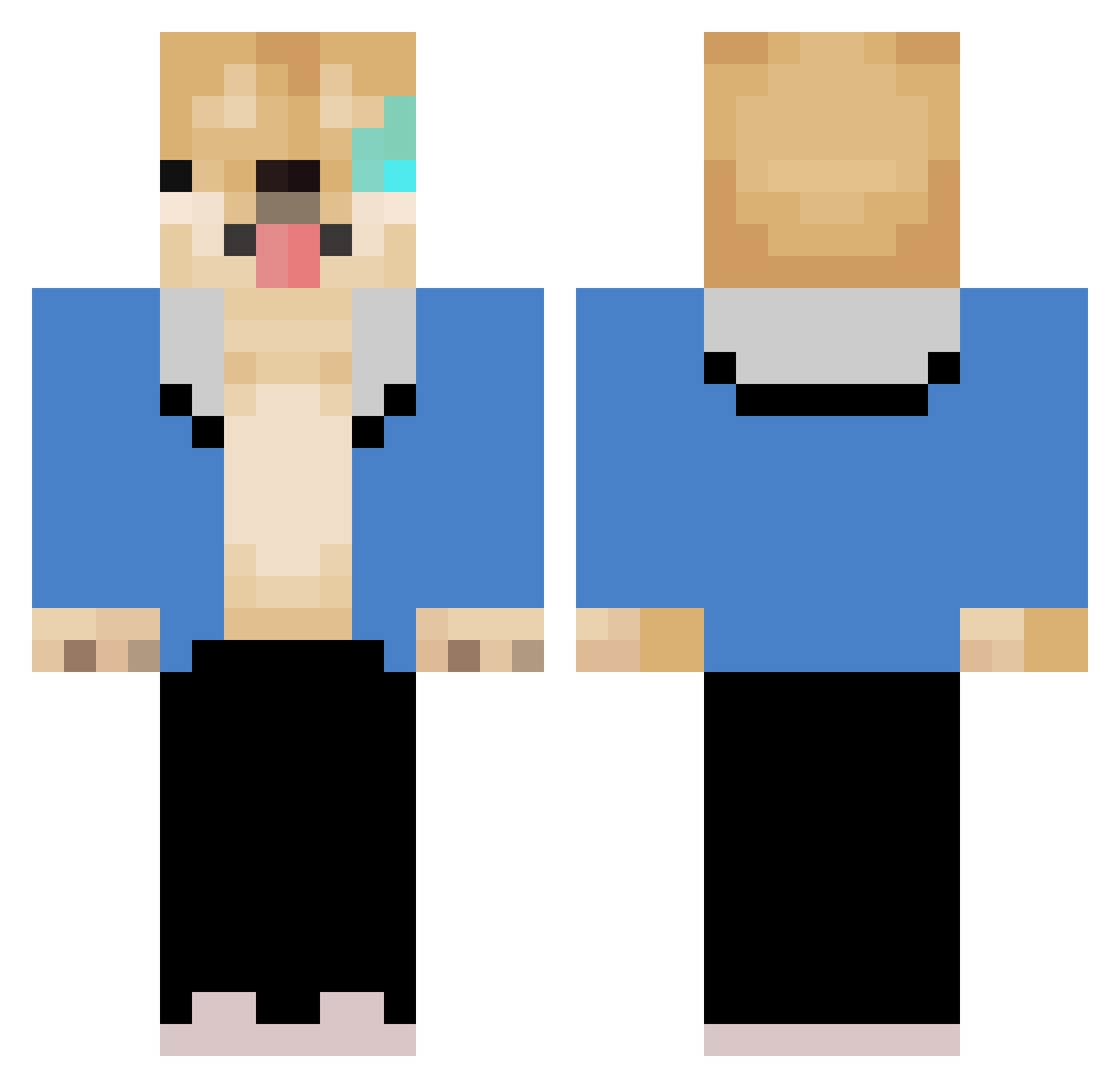 DogeS4ns Minecraft skin, front and back view
