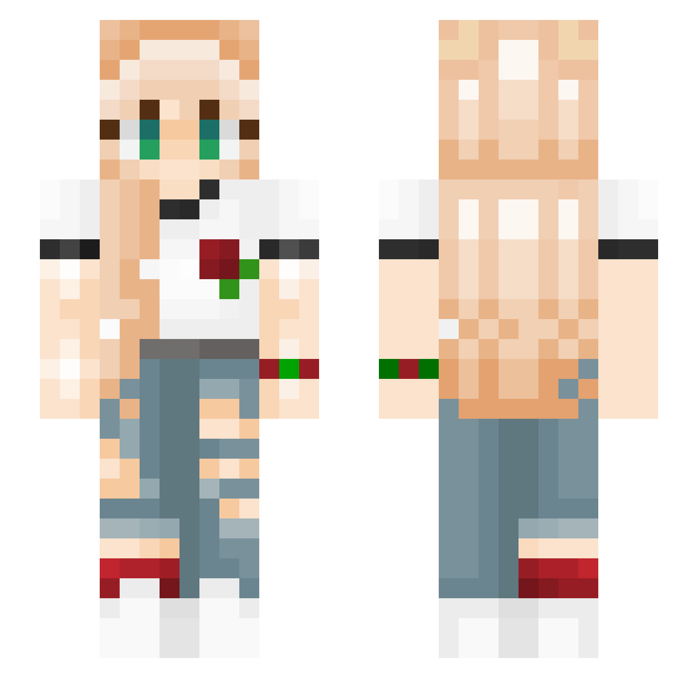 Soapytoaster Minecraft skin, front and back view