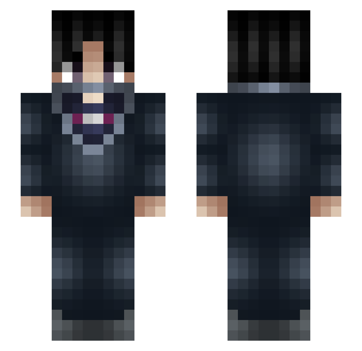 Xvq Minecraft skin, front and back view