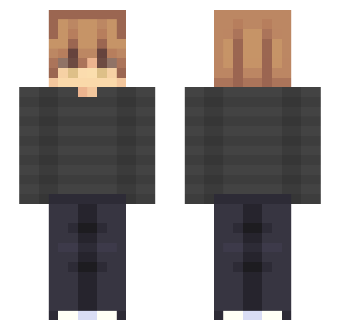 xJermi Minecraft skin, front and back view