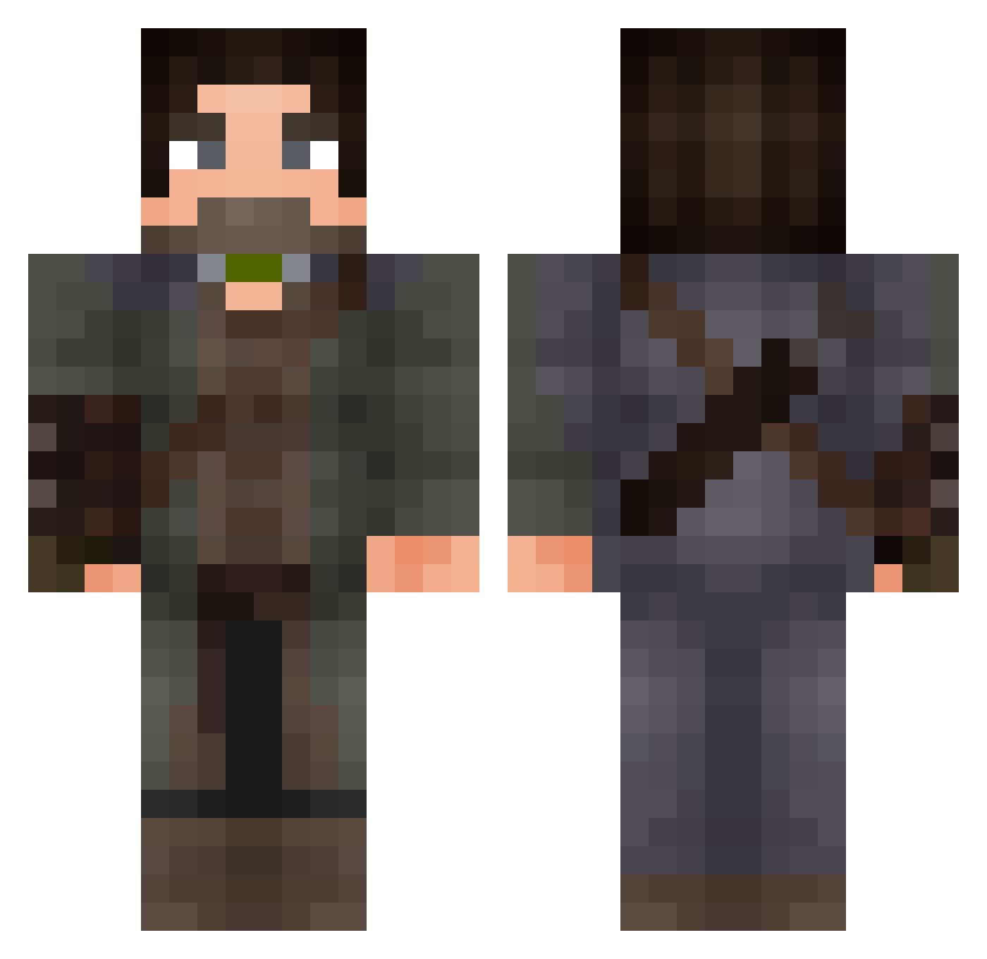 Exardoran Minecraft skin, front and back view