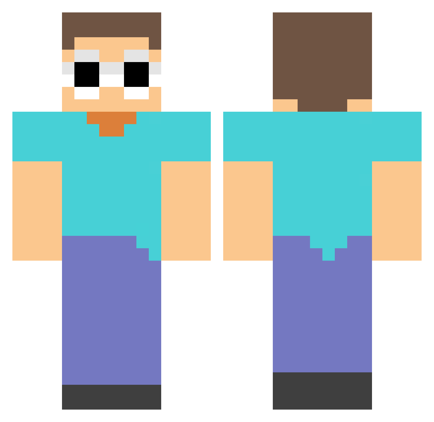 FalafullWaffle Minecraft skin, front and back view