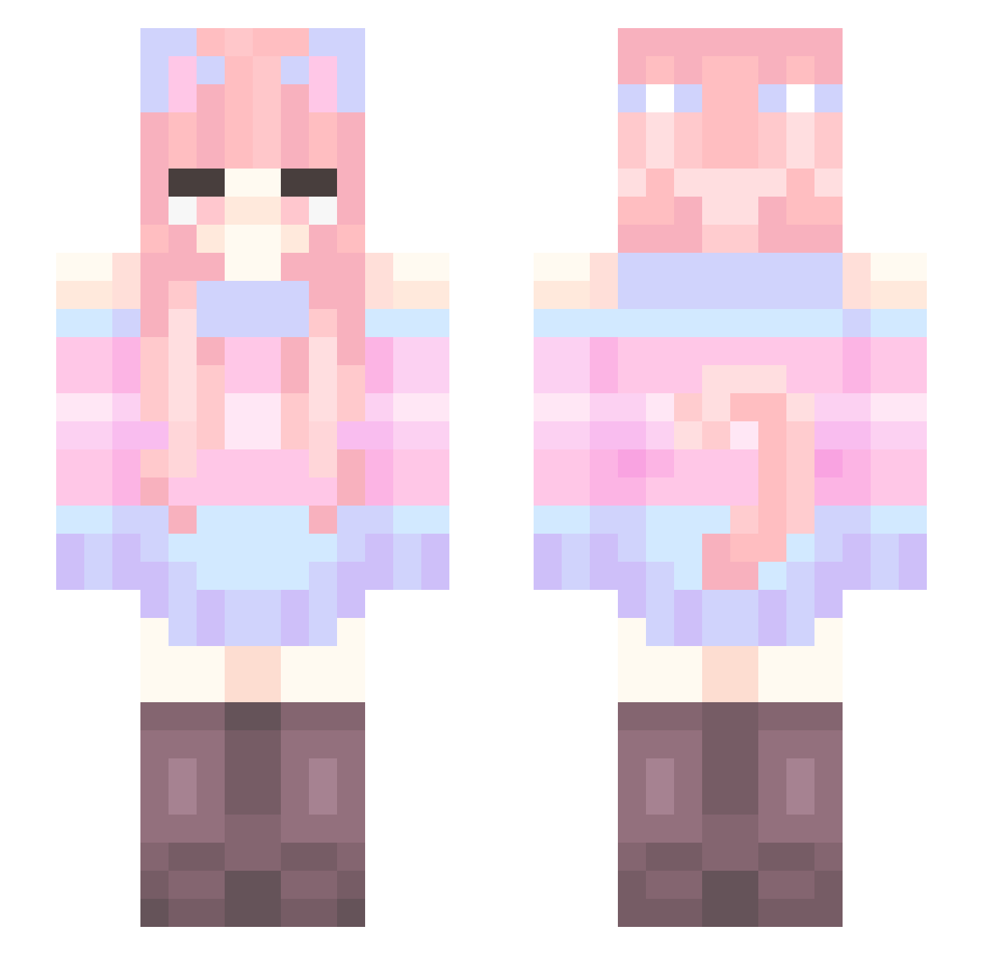 luwuc1e Minecraft skin, front and back view