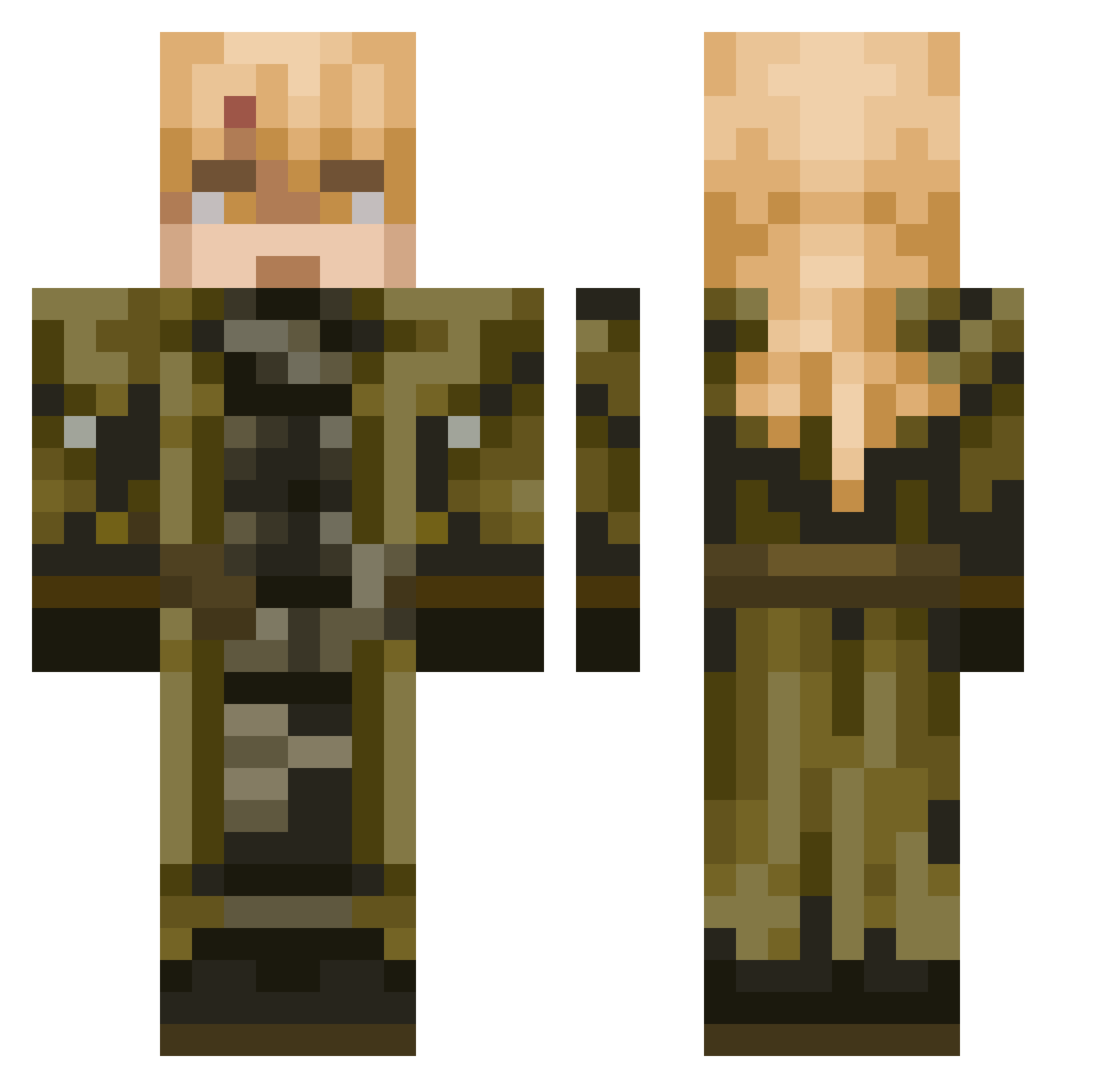 Vincheese Minecraft skin, front and back view