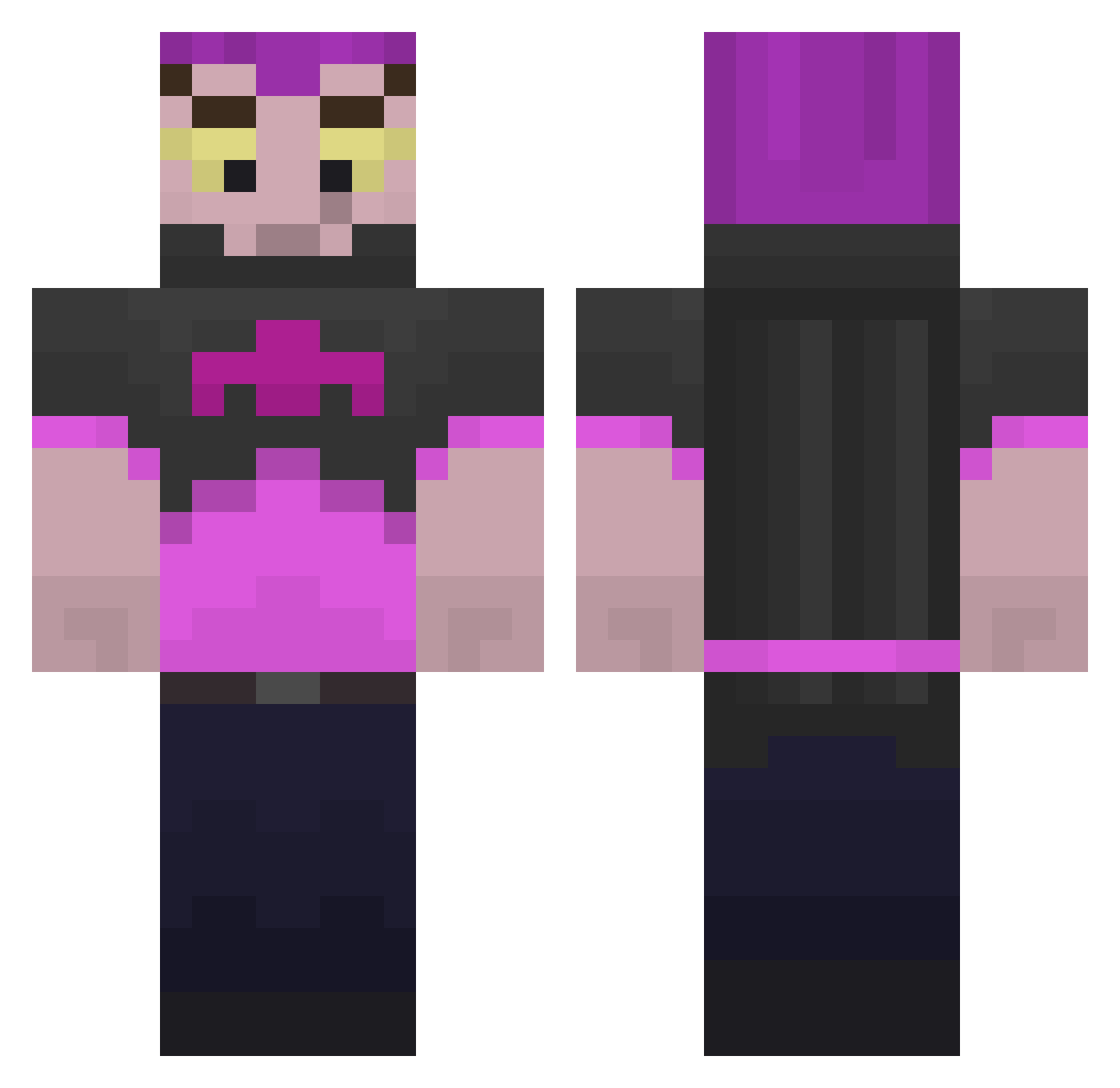 vef1xx Minecraft skin, front and back view