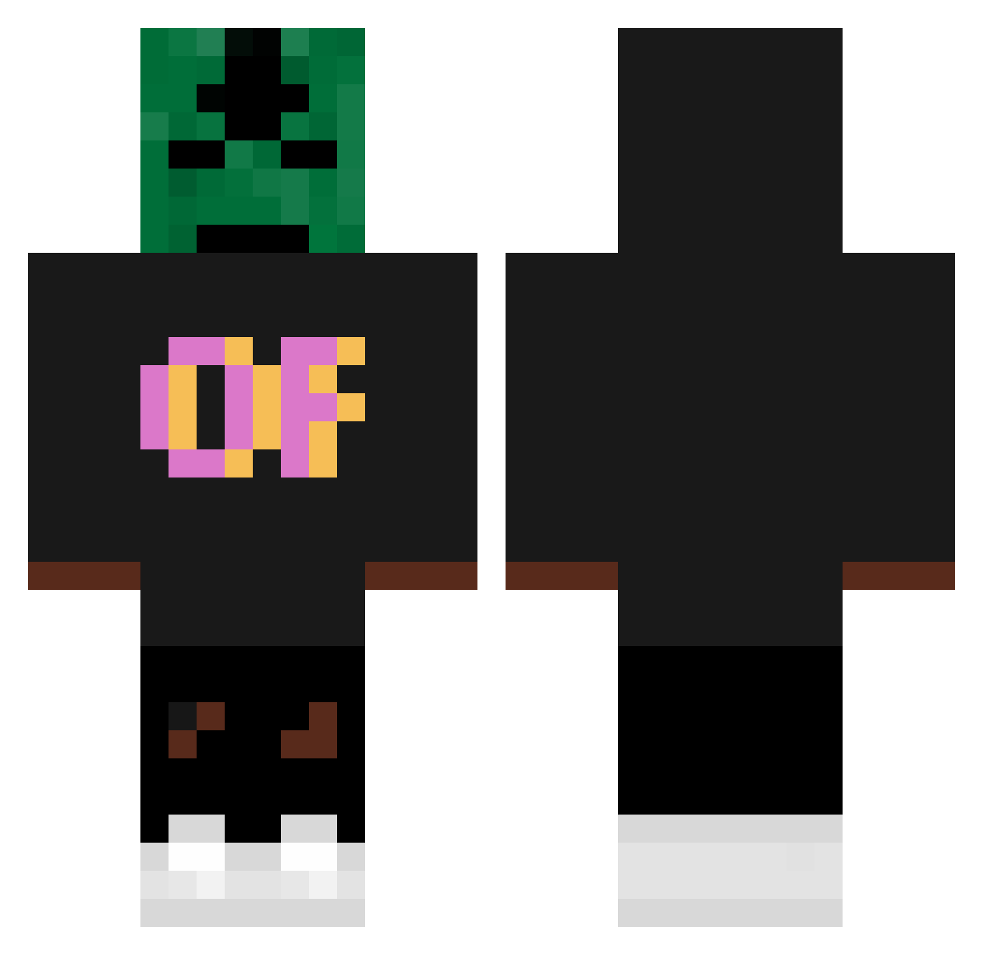 Runny Minecraft skin, front and back view