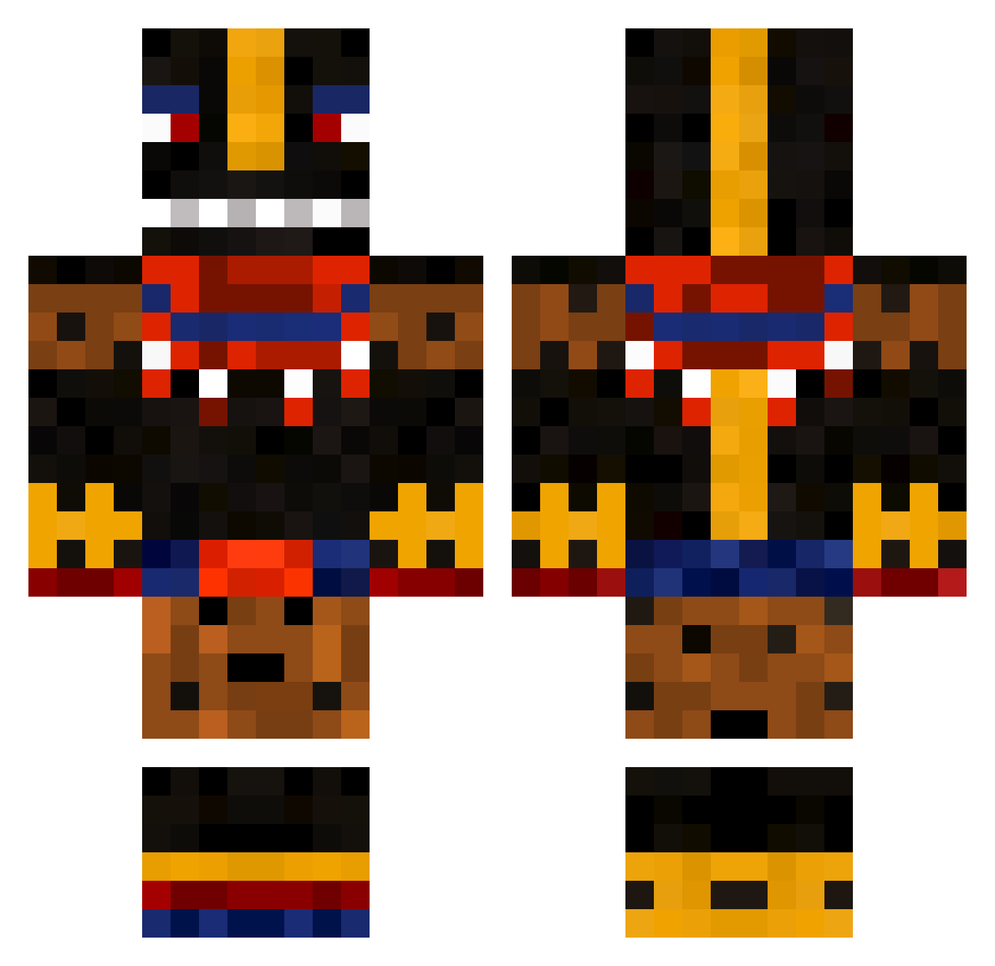 savageaim Minecraft skin, front and back view