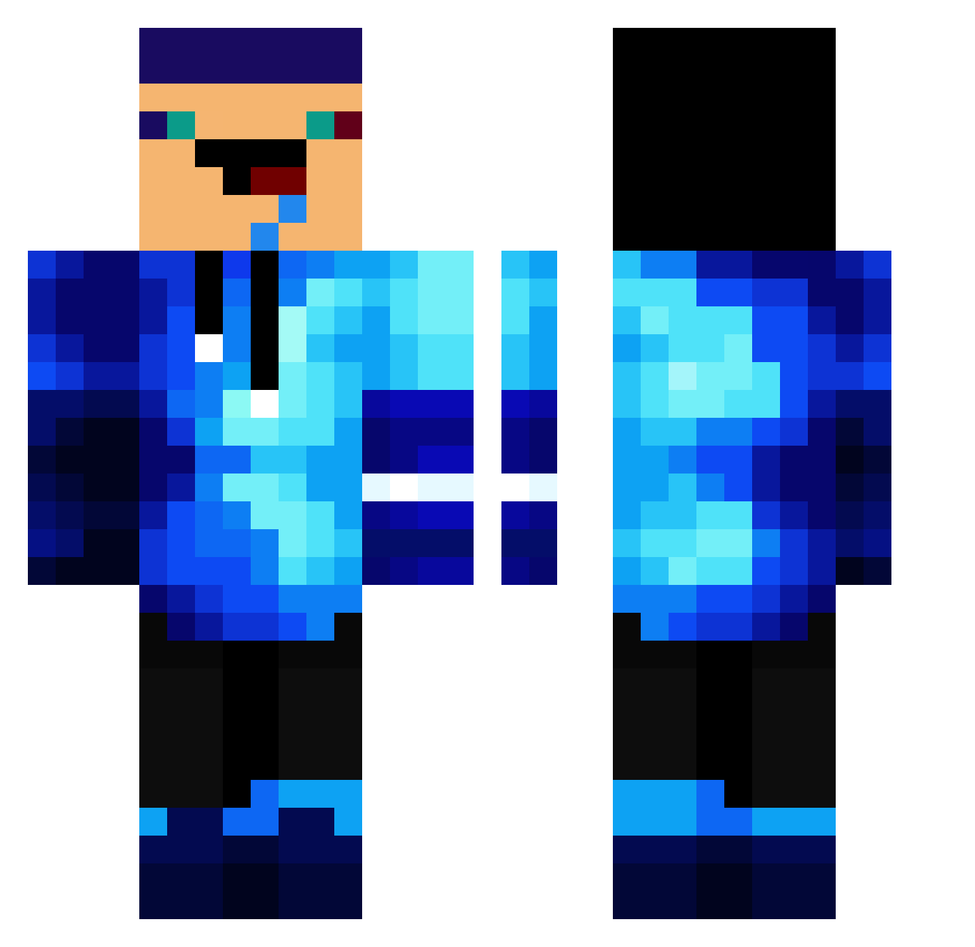 Sub2MysticNoob Minecraft skin, front and back view