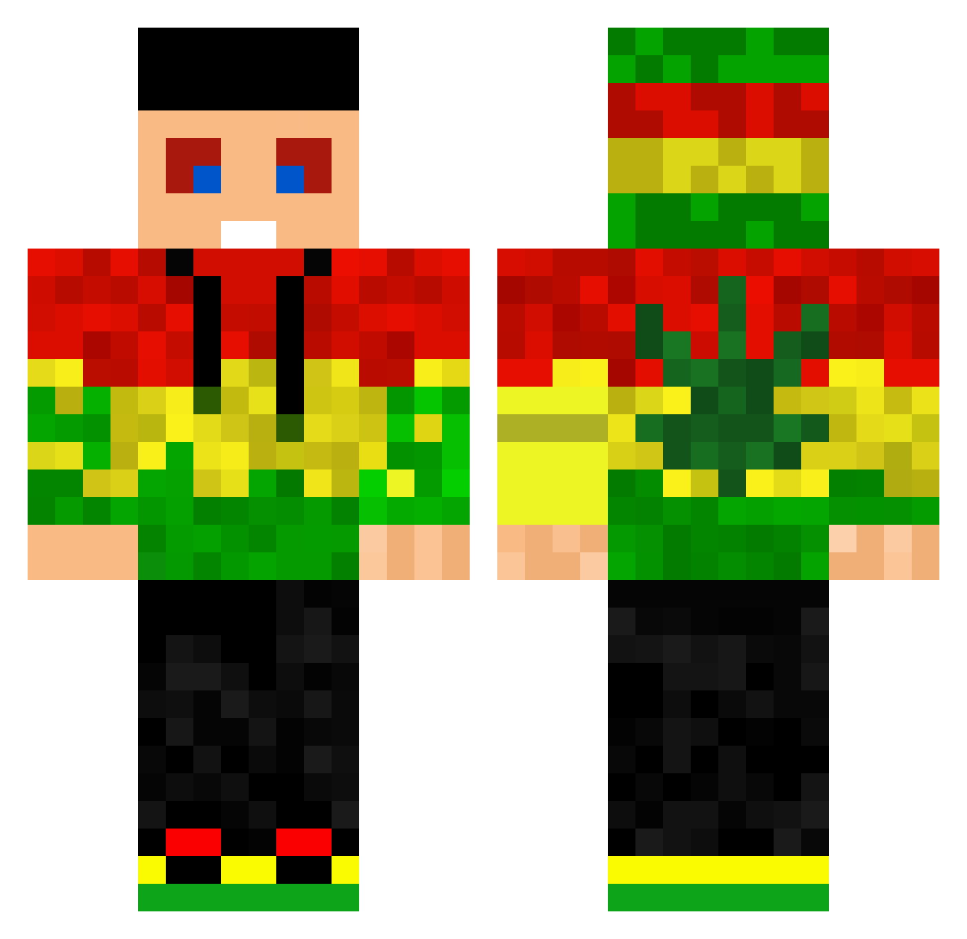 PixelKult Minecraft skin, front and back view