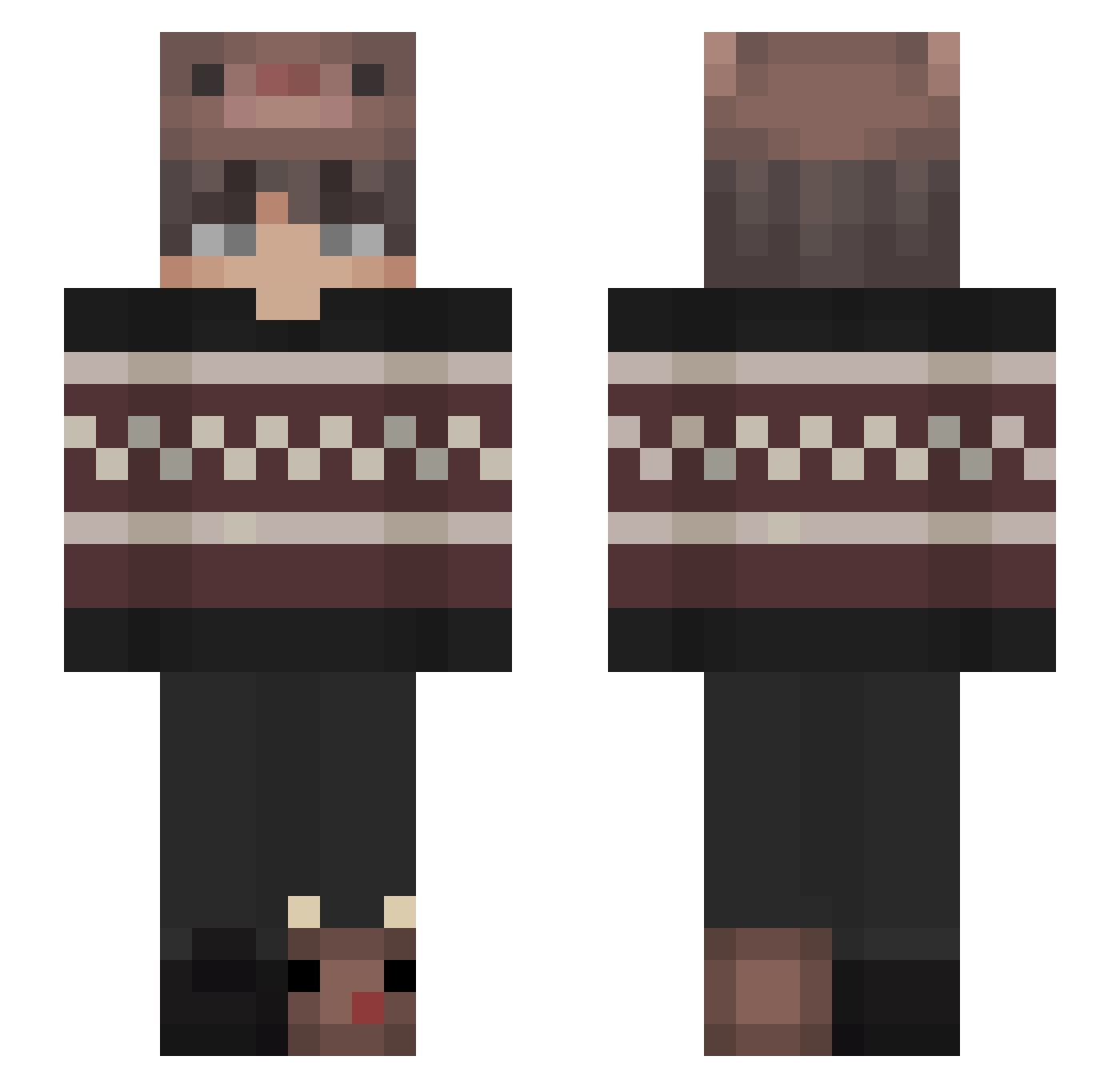 BuzzyPrince Minecraft skin, front and back view