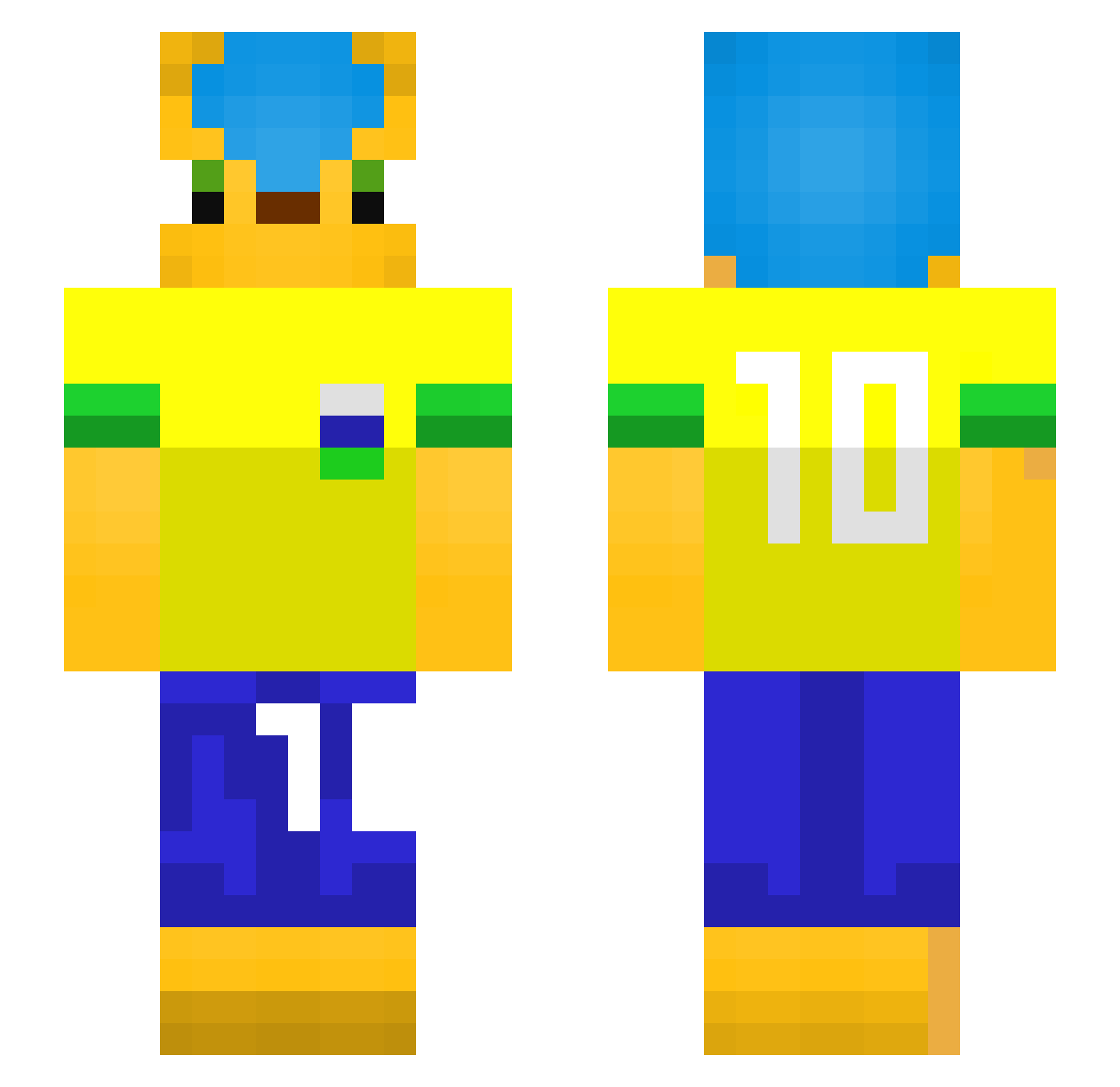 NickFlanders Minecraft skin, front and back view