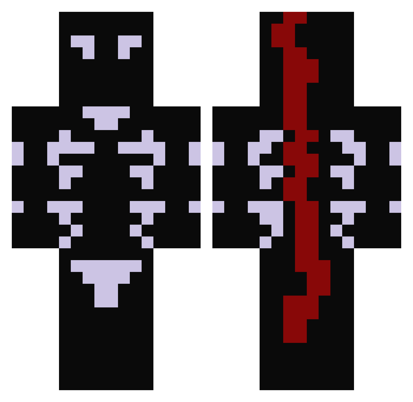 Draha Minecraft skin, front and back view