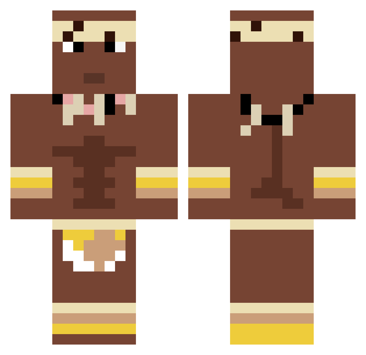 Muthic Minecraft skin, front and back view