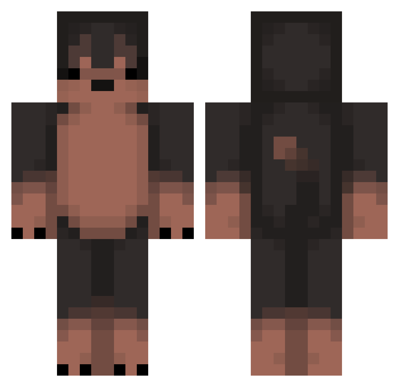wrewolfism Minecraft skin, front and back view