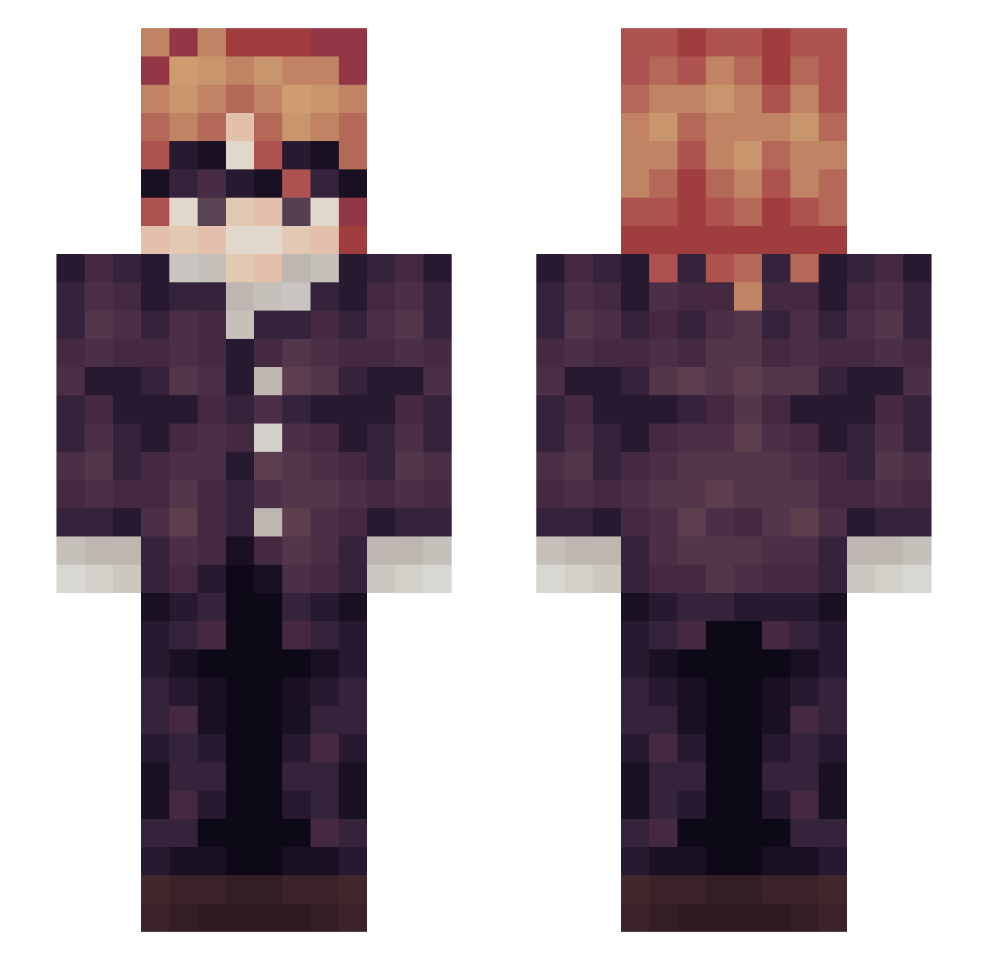 Milkale Minecraft skin, front and back view