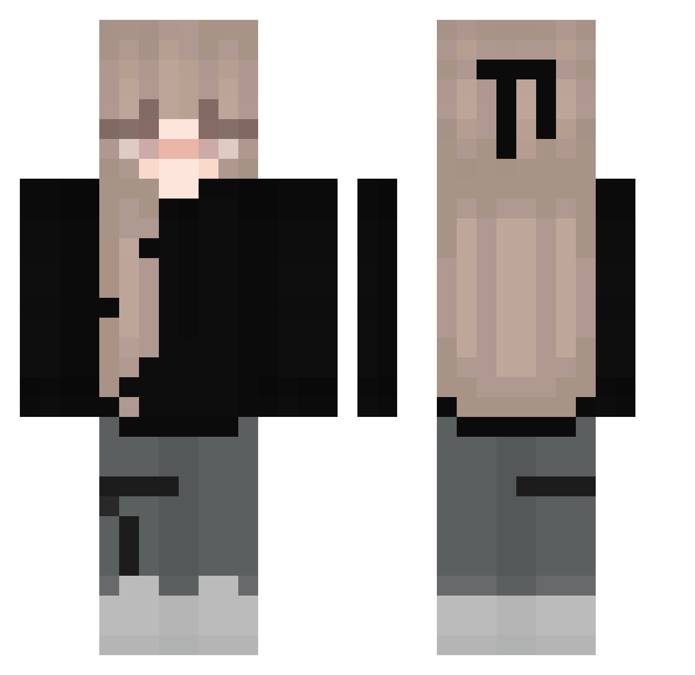 Tataluga Minecraft skin, front and back view