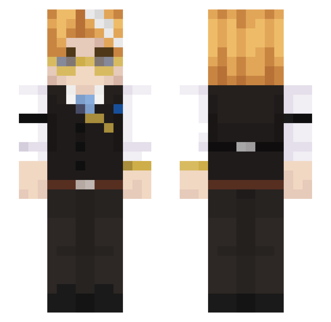 NBcoffee Minecraft skin, front and back view