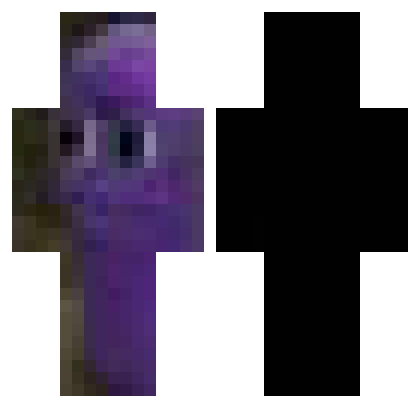 Pwalux Minecraft skin, front and back view