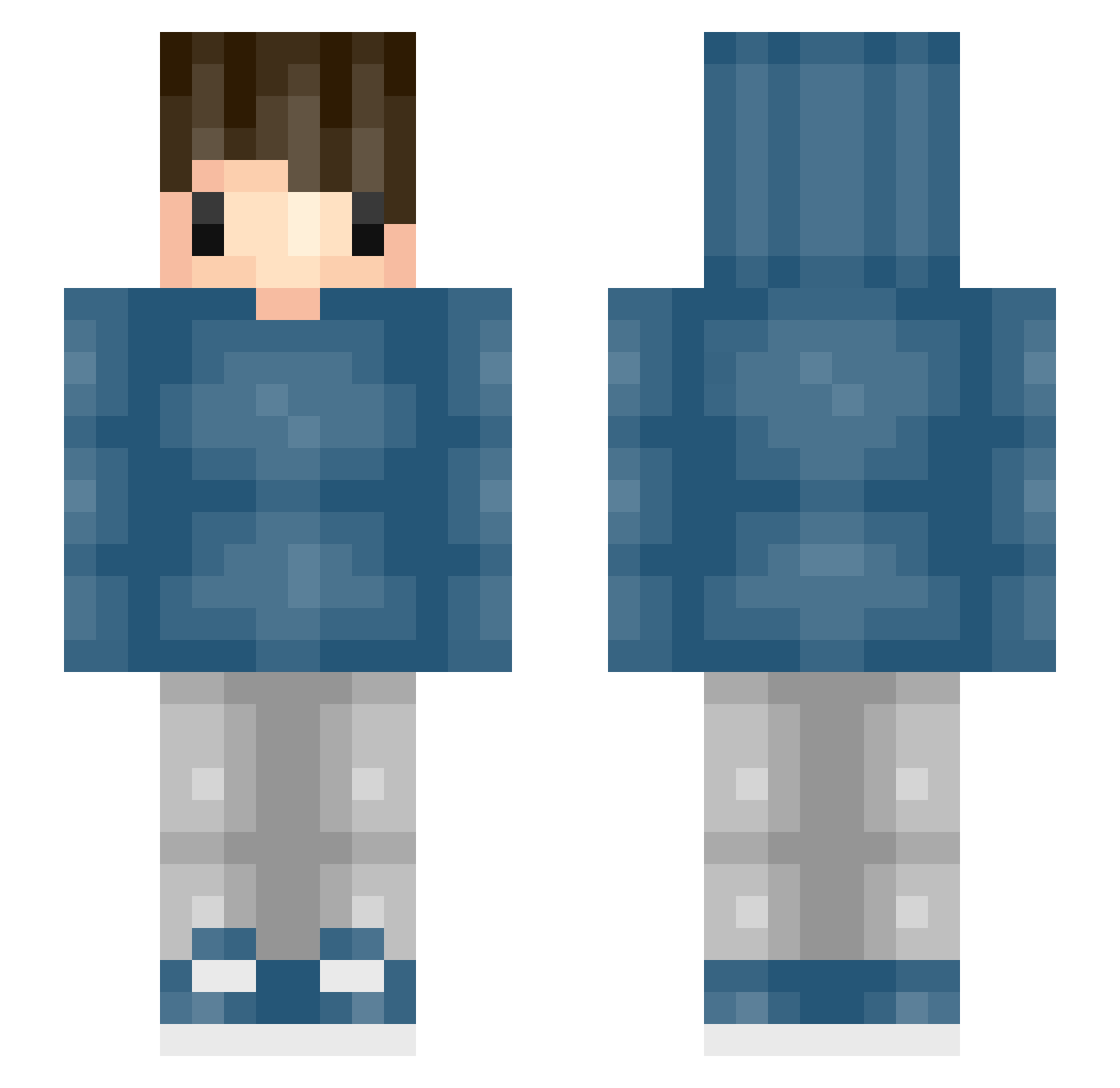 RaccJoi Minecraft skin, front and back view