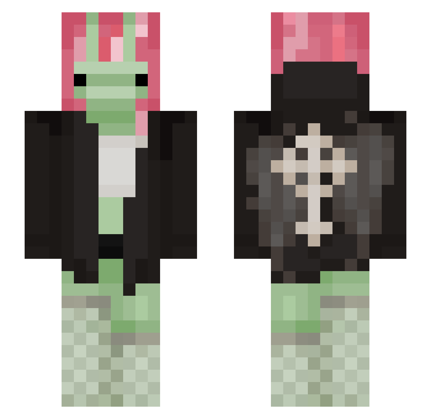 wormiecakes Minecraft skin, front and back view
